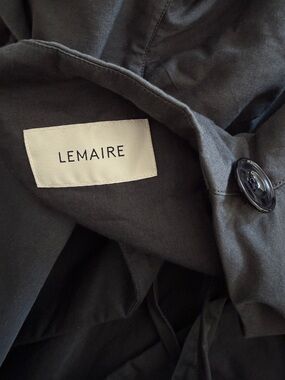 Lemaire Petrol blue high neck belted padded jacket 34